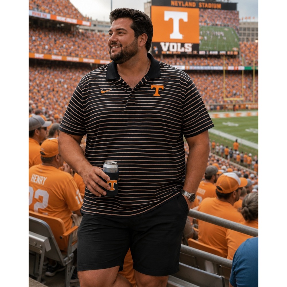 NWT Nike Tennessee Volenteers 3XL Polo Black Orange Striped Dri-FIT NCAA #1157